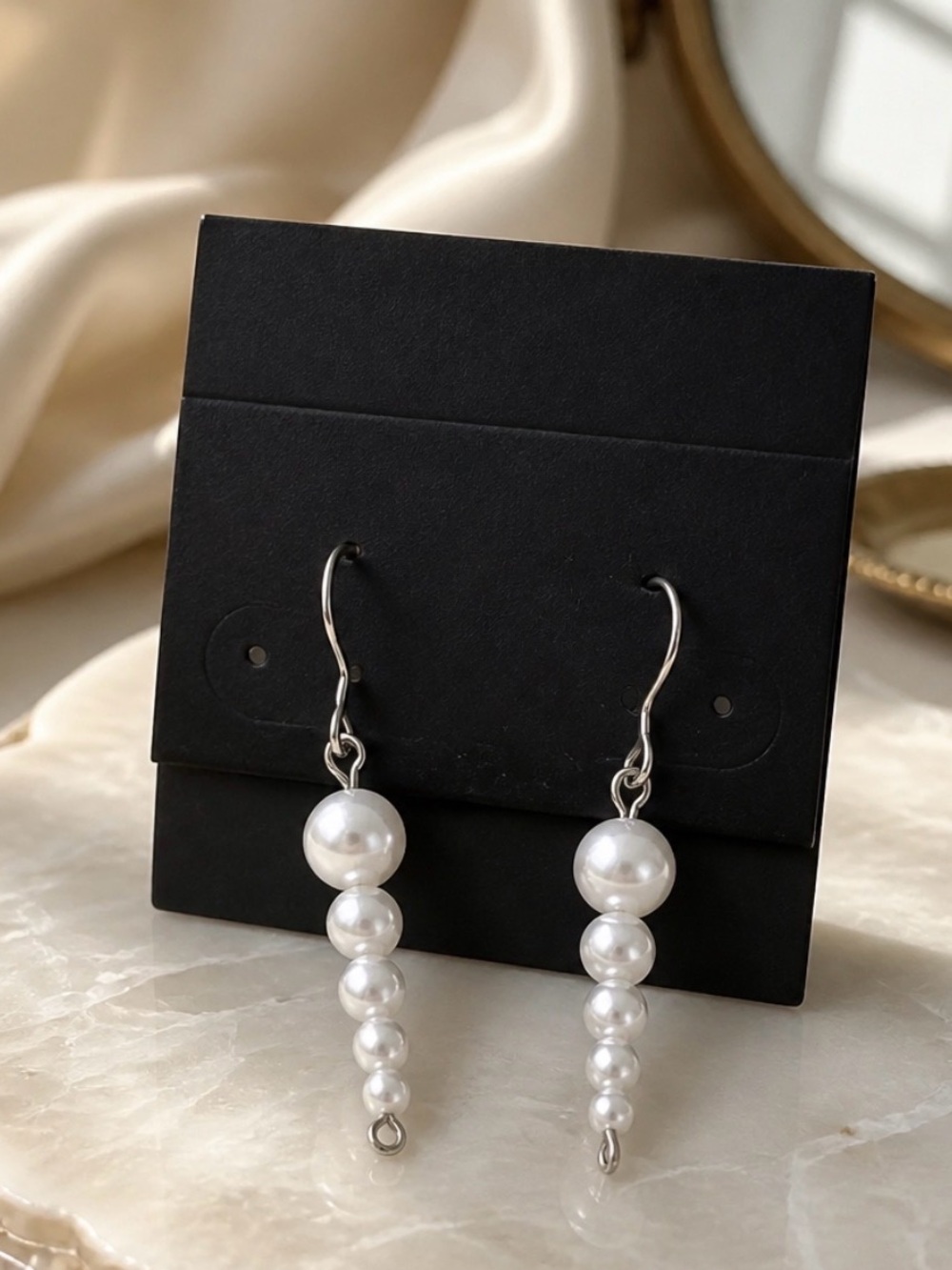 White handmade Pear Drop Earings ( DJ)